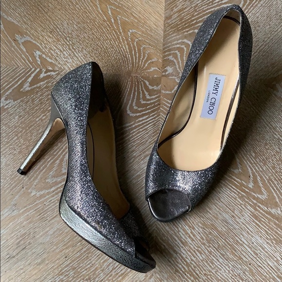 Jimmy Choo Shoes - Jimmu Choo | Silver Metallic Peptoe Platform Heels